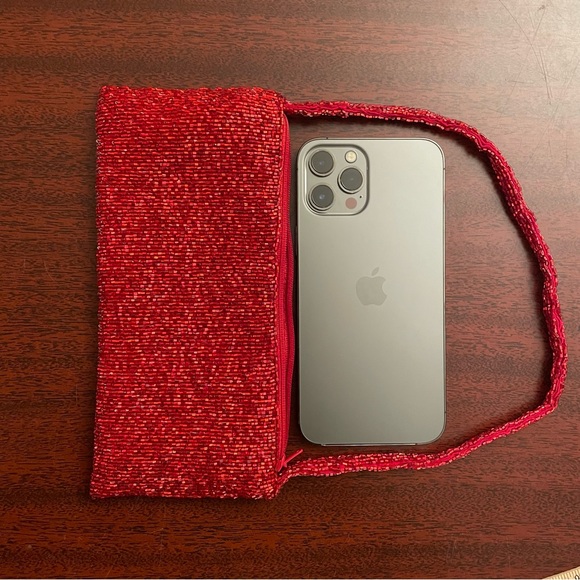 Red Beaded Micro Purse Bag Clutch Baguette Handmade in Nepal - Picture 8 of 8